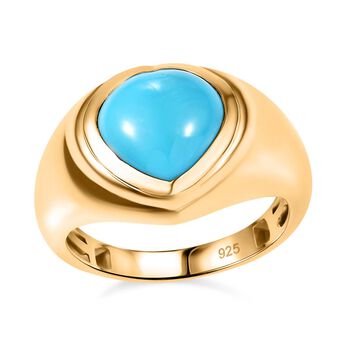 AA Amerikanischer nat&uuml;rlicher Sleeping Beauty T&uuml;rkis Ring, 925 Silber 750 Gelbgold Vermeil (Gr&ouml;&szlig;e 20.00) ca. 2.93 ct