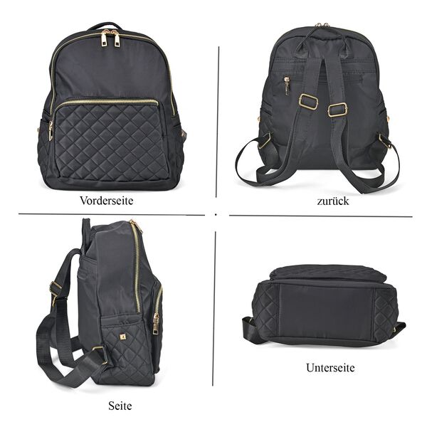 Moderner-Rucksack mit Smartem Ordnungssystem, wasserabweisendem Nylon, verstellbaren Schultergurten, Größe: 24x10x33cm, Granitschwarz image number 2