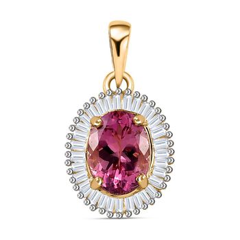 AAA Rosa Calabar-Turmalin, Wei&szlig;er Diamant Anh&auml;nger, 585 Gold, ca. 1.33 ct