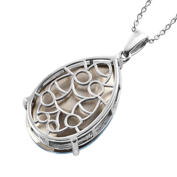 LUSTRO STELLA Österreichischer Aquamarin Kristall Anhänger mit Kette ca. 45 cm 925 Silber platiniert image number 6