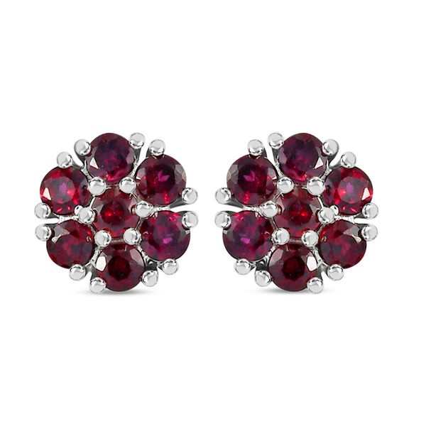 Anthill Granat Silber Floral Ohrstecker 1,20 Ct