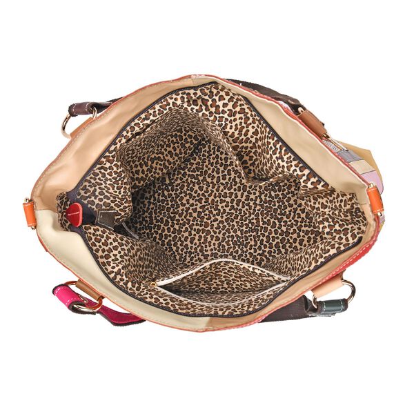 Chaos by Elsie Echtleder Crossbody Tasche mit RFID, Beige mit Blumen, 2 Außentaschen, 1 Innen-Reißverschlusstasche, Mini-Flashlight image number 6