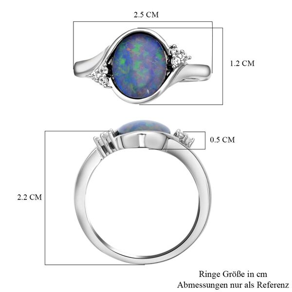 Boulder Opal Triplett und Zirkon-Bypass-Ring, 925 Silber rhodiniert, 2,22 ct. image number 7