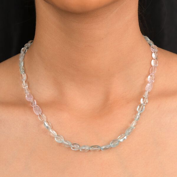 Aquamarin, Morganit Halskette ca. 45 cm 925 Silber rhodiniert ca. 90,00 ct. image number 3