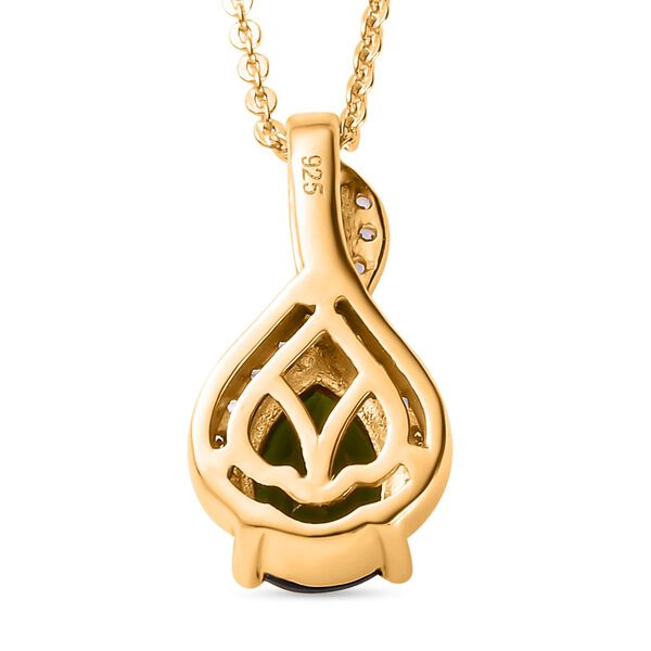 Natürlicher Chrom Turmalin und weißer Zirkon-Anhänger mit Kette - 1,18 ct. image number 5