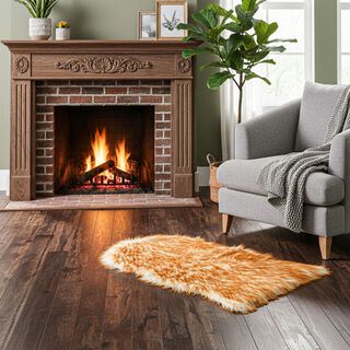 Kunstfell-Teppich im Dip-Dye-Look mit Schaumstoffunterlage, 60x100 cm, Braun