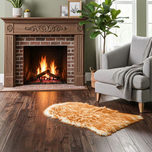 Kunstfell-Teppich im Dip-Dye-Look mit Schaumstoffunterlage, 60x100 cm, Braun image number 0