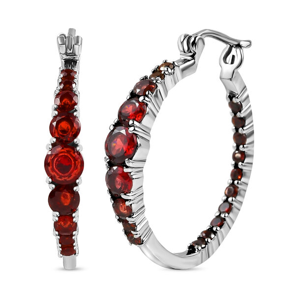 Roter Granat Ohrringe  Edelstahl ca. 4.34 ct