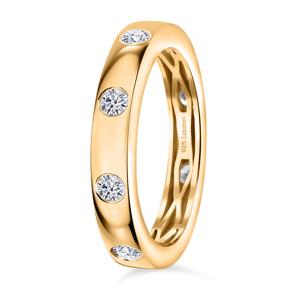 LUXURIANT VS-EF Labor Diamant Ring, 925 Silber 750 Gelbgold Vermeil - 0,50 ct. image number 4