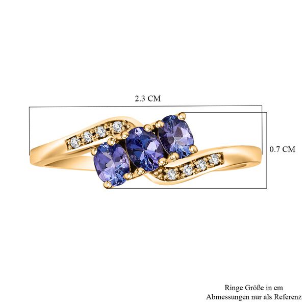 Tansanit, Wei&szlig;er Zirkon Ring 925 Silber vergoldet (Gr&ouml;&szlig;e 19.00) ca. 0.61 ct image number 6