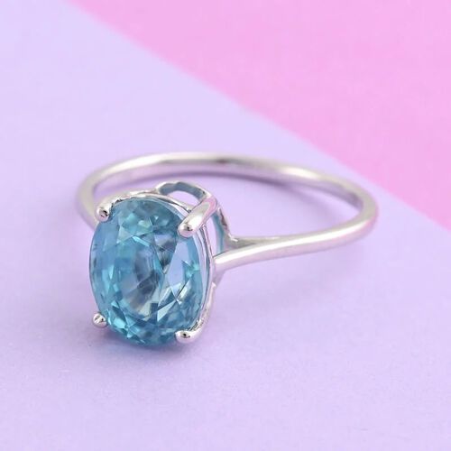 AAA kambodschanischer, blauer Zirkon Solitär-Ring, 585 Weißgold  ca. 3,50 ct image number 1
