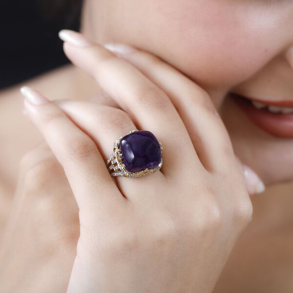 Afrikanischer Amethyst und Zirkon-Cocktail-Ring - 18,48 ct. image number 3