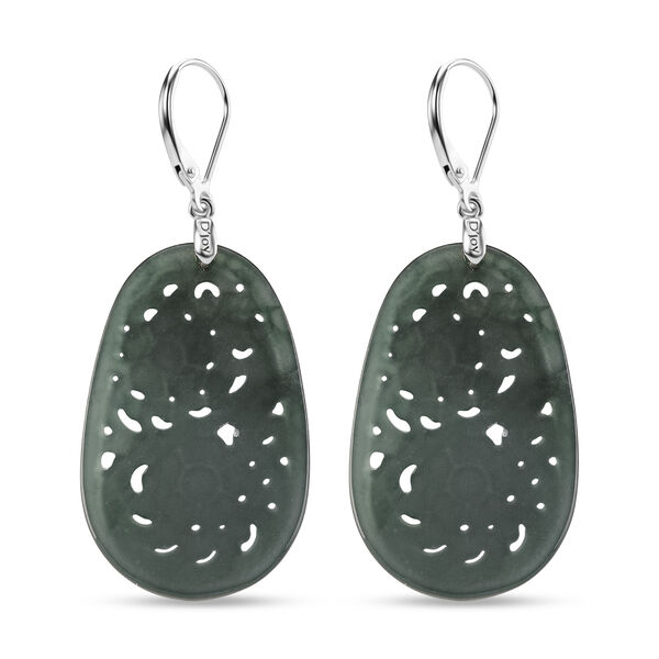 D'Joy Nat&uuml;rlicher Olmek Jadeit Ohrringe 925 Silber Rhodiniert ca. 35,00 ct. image number 4