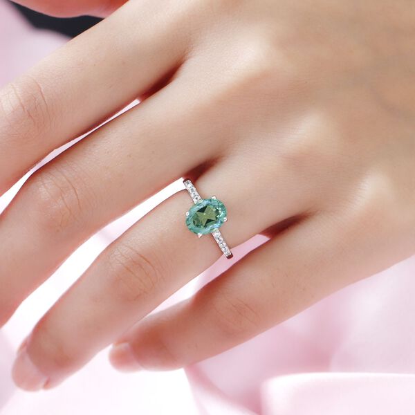 Pfau Triplett Quarz und wei&szlig;er Zirkon-Ring, 925 Silber platiniert  ca. 2,22 ct image number 3