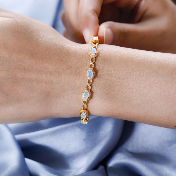 Nat&uuml;rlicher, &auml;thiopischer Welo Opal Armband, 925 Silber vergoldet, ca. 2.04 ct image number 2