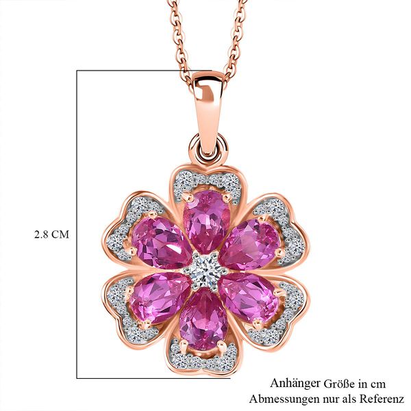 LUXURIANT AAA Labor Rosa Saphir und Moissanit Anh&auml;nger mit 50cm Kette - 0,64 ct. image number 6