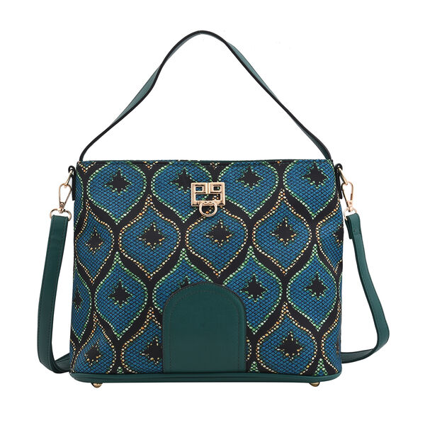 2er-Set, Clutch - 9x15,24 cm und Schultertasche - 30x13,9x24,89 cm, Blaugrün image number 2