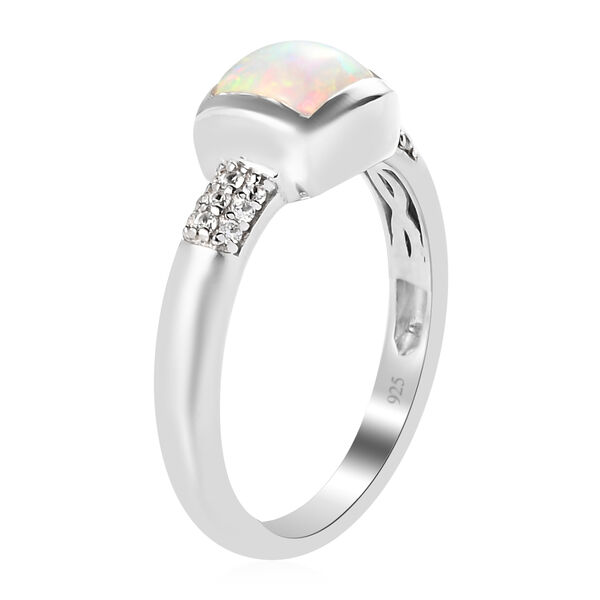 Natürlicher, äthiopischer Opal und Zirkon-Ring, 925 Silber platiniert  ca. 0,79 ct image number 5