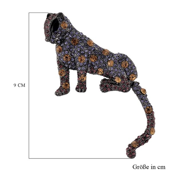 Mehrfarbiger Kristall Brosche  Schwarz image number 5