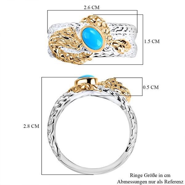 Royal Bali Kollektion- Amerikanischer natürlicher Sleeping Beauty Türkis Drachen Ring - 0,83 ct. image number 5