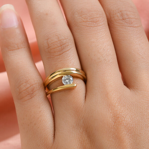 Moissanit Ring 925 Silber vergoldet  ca. 0,44 ct image number 3