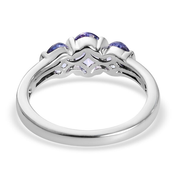 Tansanit 3-Stein-Ring, 925 Silber platiniert  ca. 1,30 ct image number 6