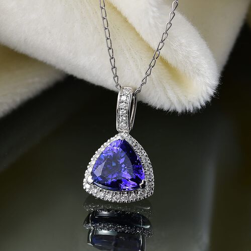Rhapsody AAAA Tansanit, Weißer Diamant Schmuckset ca. 50 cm 950 Platin ca. 3,91 ct. image number 1