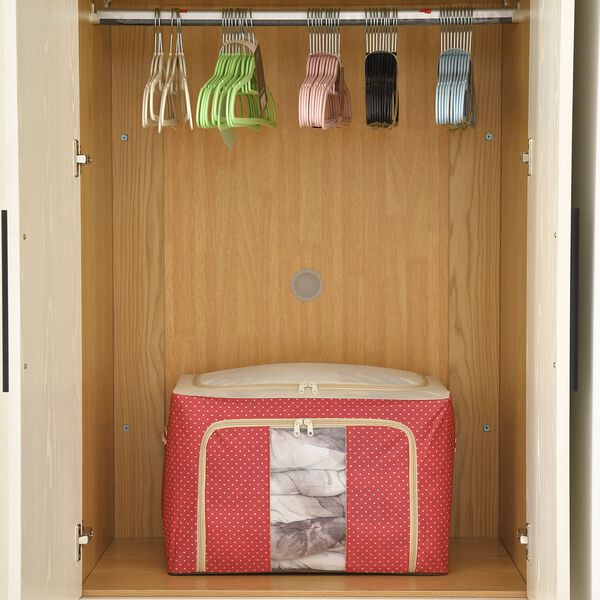 66L Aufbewahrungsbox mit Metallrahmen, Stapel- und faltbar, 50x40x33cm, Rot image number 2