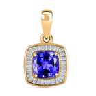 AAA Tansanit, Weißer Diamant Anhänger 585 Gold ca. 1,59 ct.