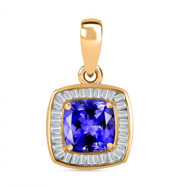 AAA Tansanit und Diamant Anh&auml;nger in 585 Gelbgold - 1,59 ct.