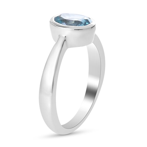 Kambodschanischer blauer Zirkon Solit&auml;r Ring 925 Silber Platin-&Uuml;berzug image number 4