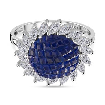 Blauer und wei&szlig;er Zirkonia Halo Ring