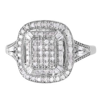 Wei&szlig;er Diamant P3 Ring, 925 Silber platiniert, (Gr&ouml;&szlig;e 18.00), ca. 0.50 ct