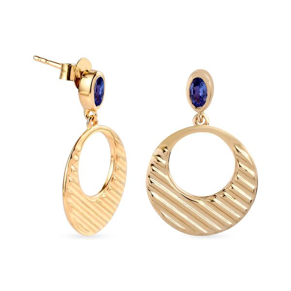 AA Tansanit Ohrh&auml;nger 925 Silber Gelbgold Vermeil ca. 0,44 ct&nbsp; image number 4