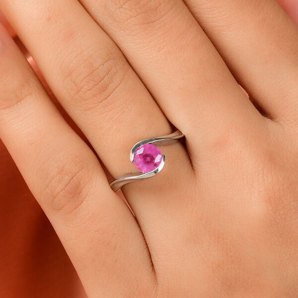 Premium Ilakaka Rosa Saphir Bypass-Solit&auml;r-Ring, 925 Silber platiniert, 1,19 ct. image number 3