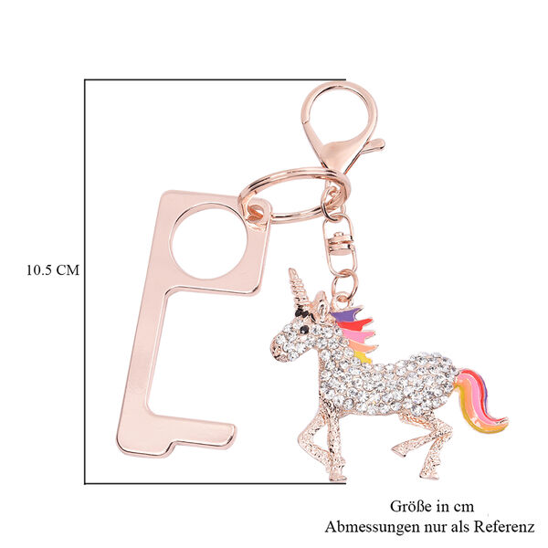 Schwarzer und Wei&szlig;er Kristall Einhorn-Schl&uuml;sselanh&auml;nger image number 4
