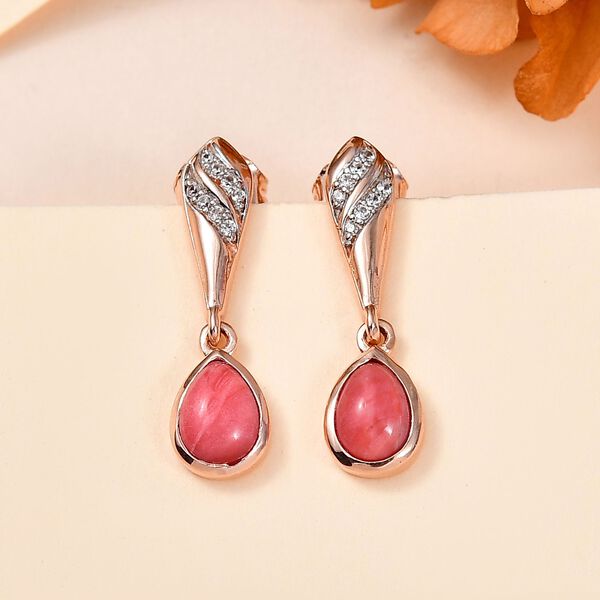 AAA Oregon Pfirsich Opal und Zirkon Ohrringe - 1,20 ct. image number 2