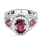 Rhodolith Granat-Ring, 925 Silber platiniert (Größe 21.00) ca. 3.38 ct