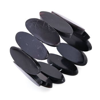 Schwarze Muschelkernperle Armband Flexibel