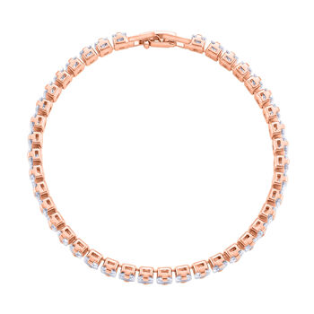 Wei&szlig;es Carr&eacute;-Schliff Zirkonia 19cm Armband in Ros&eacute;goldton