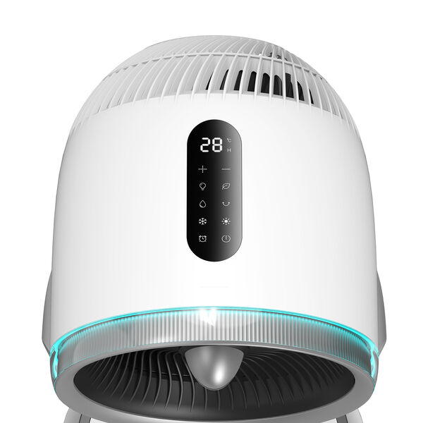 "Warm and cool dual use 120&deg;rotating air supply 3 wind speeds adjustment 2 warm gear power, instant heating Ultrasonic atomization, warm but not dry UV light for sterilization 2 colors lights (cool-blue, warm-red) Remote controlled Heating wire element Do image number 4