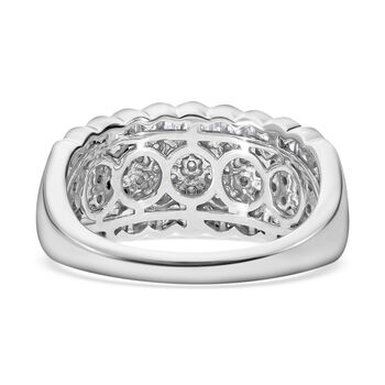 Wei&szlig;er Diamant Ring, 925 Silber platiniert (Gr&ouml;&szlig;e 20.00) ca. 1.00 ct