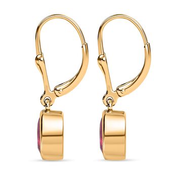 Afrikanischer Rubin (Fissure gef&uuml;llt) Ohrringe, 925 Silber vergoldet ca. 2.25 ct