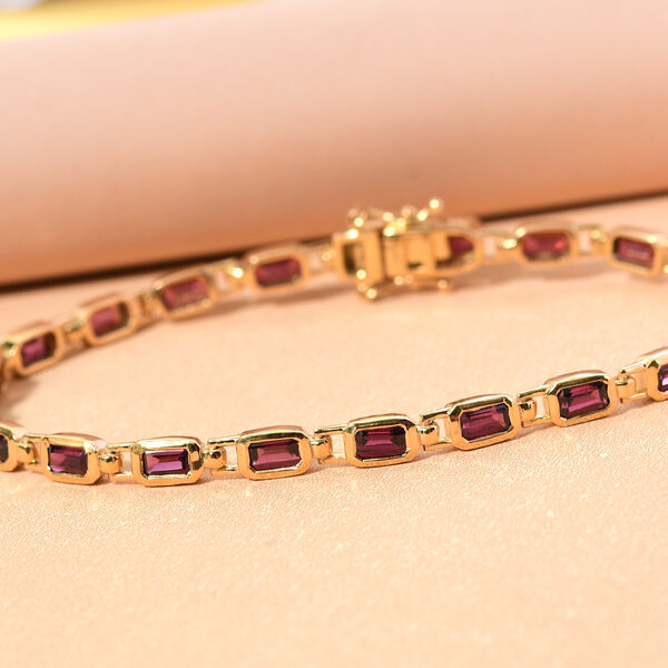 Rhodolith Granat Armband ca. 20 cm 925 Silber vergoldet ca. 8,08 ct image number 2