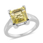 Ouro Verde-Quarz Solitär Ring 925 Silber Platin-Überzug image number 3