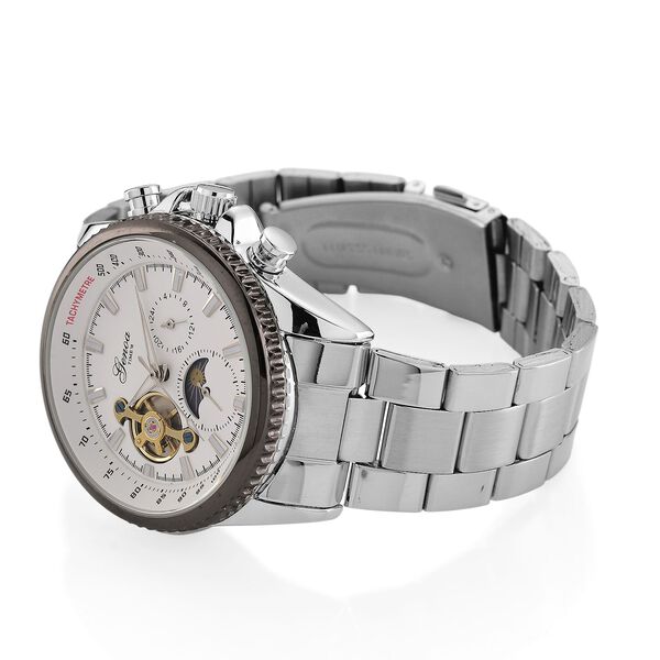 GENOA TIME V2 Armbanduhr, Automatikwerk Multifunction, 3ATM, 4,2cm Geh&auml;use, Silber image number 5