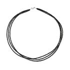Schwarze Spinell Halskette, 50 cm, 925 Silber ca. 55.00 ct