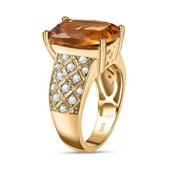 Citrin, weißer Zirkon Ring, 925 Silber vergoldet (Größe 19.00) ca. 7.07 ct image number 5