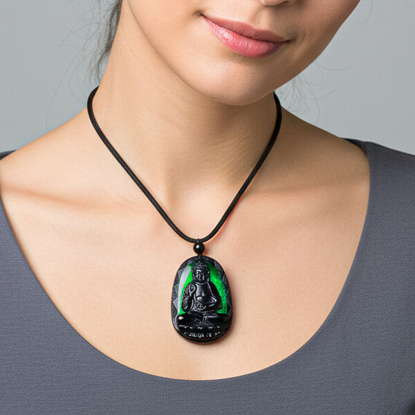 Flexible schwarze Jade 70cm Halskette - 79 ct. image number 2