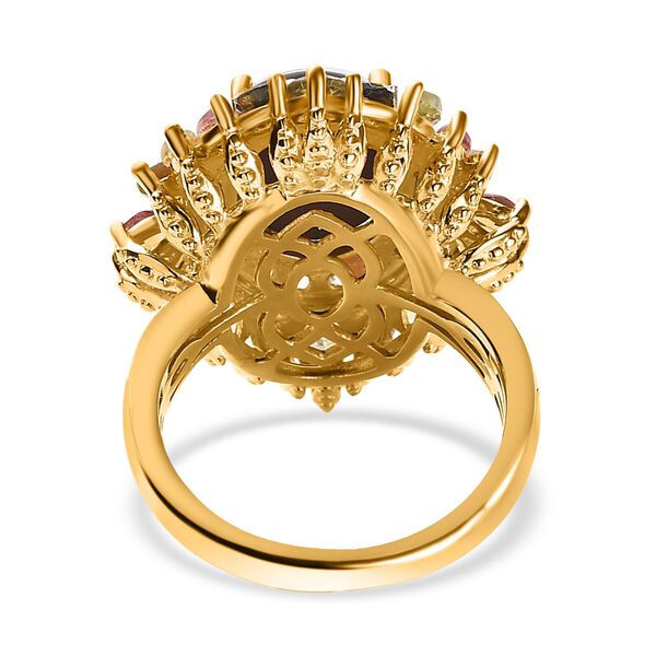 Kanadischer Ammolit, mehrfarbiger Turmalin Ring, 925 Silber Gelbgold Vermeil, (Gr&ouml;&szlig;e 19.00) ca. 6.61 ct image number 6